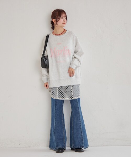 mystic（ミスティック）の「裏起毛ロゴスウェット（パーカー・レディース・ライトグレー/ネイビー・FREE）」の5枚目の写真