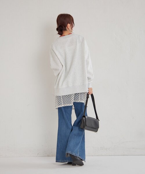 mystic（ミスティック）の「裏起毛ロゴスウェット（パーカー・レディース・ライトグレー/ネイビー・FREE）」の6枚目の写真