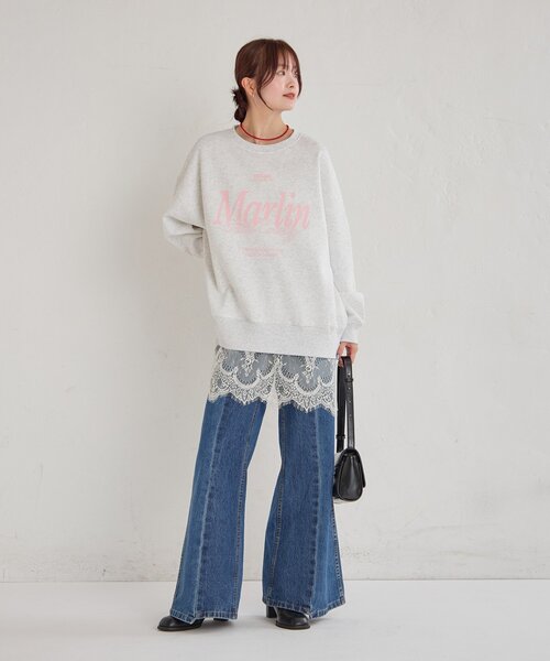 mystic（ミスティック）の「裏起毛ロゴスウェット（パーカー・レディース・ライトグレー/ネイビー・FREE）」の7枚目の写真