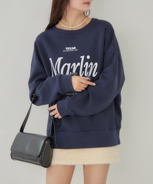 mystic（ミスティック）の「裏起毛ロゴスウェット（パーカー・レディース・ライトグレー/ネイビー・FREE）」の14枚目の写真