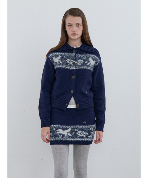 Nordic Knit Cardigan Navy