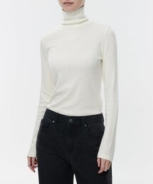 [ヒートタンダード] ウィメンズ薄起毛スリムタートルネック長袖Tシャツ [クリーム]