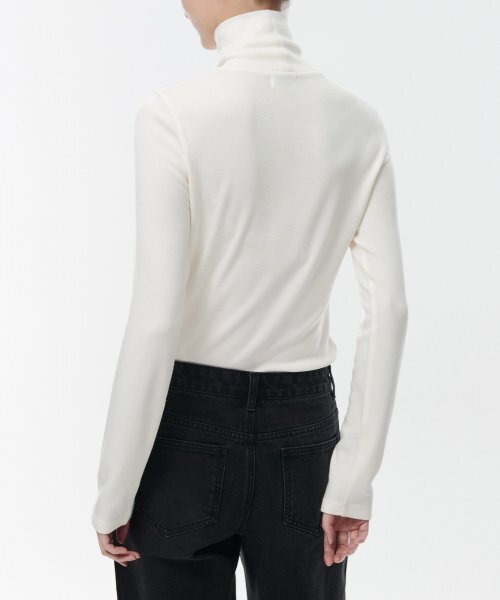 MUSINSA STANDARD WOMAN（ムシンサスタンダードウーマン）の「[ヒートタンダード] ウィメンズ薄起毛スリムタートルネック長袖Tシャツ [クリーム]（Tシャツ/カットソー・レディース・その他・SMALL/MEDIUM/LARGE/X-SMALL）」の2枚目の写真