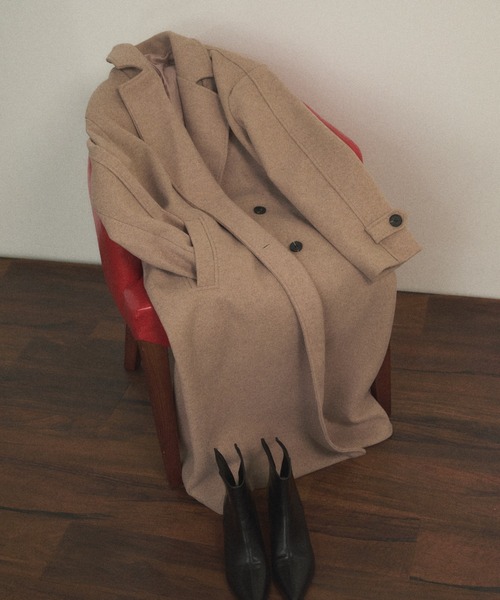 Shelly island（シェリーアイランド）の「ダブルロングコート（チェスターコート・レディース・ベージュ/グレー・FREE）」の21枚目の写真