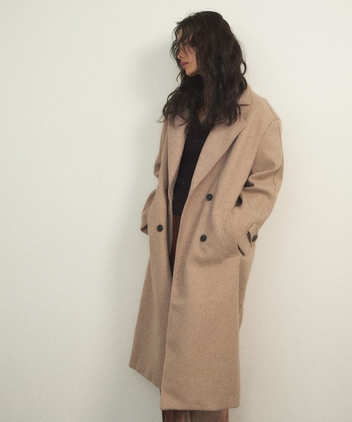 Shelly island（シェリーアイランド）の「ダブルロングコート（チェスターコート・レディース・ベージュ/グレー・FREE）」の20枚目の写真