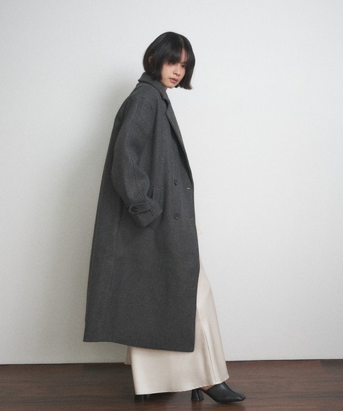 Shelly island（シェリーアイランド）の「ダブルロングコート（チェスターコート・レディース・ベージュ/グレー・FREE）」の7枚目の写真