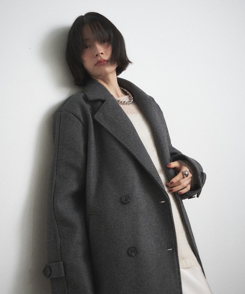 Shelly island（シェリーアイランド）の「ダブルロングコート（チェスターコート・レディース・ベージュ/グレー・FREE）」の11枚目の写真