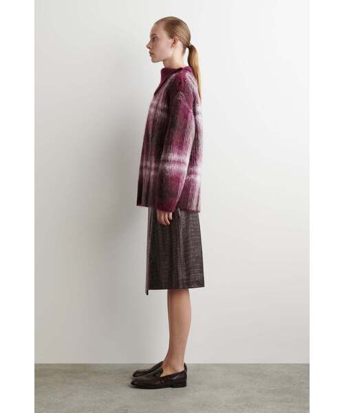 COS チェック柄アルパカブレンドセーター ボタン付きチェック柄アルパカ混セーター（ニット/セーター）｜COS