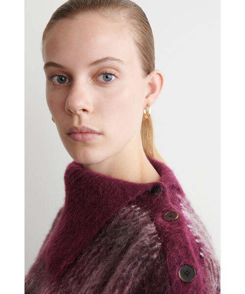 セール】ボタン付きチェック柄アルパカ混セーター（ニット/セーター