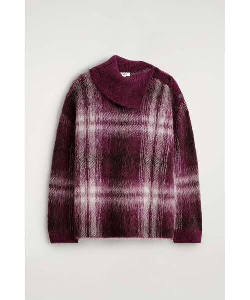 ボタン付きチェック柄アルパカ混セーター（ニット/セーター）｜COS