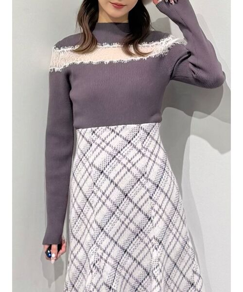 MERCURYDUO(マーキュリーデュオ)の「レースカッティングニット(ニット/セーター・レディース・チャコールグレー/ブラック/ピンク・FREE)」の16枚目の写真