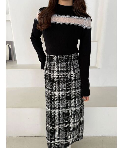 MERCURYDUO(マーキュリーデュオ)の「レースカッティングニット(ニット/セーター・レディース・チャコールグレー/ブラック/ピンク・FREE)」の15枚目の写真