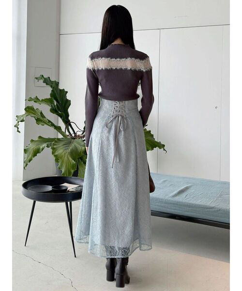 MERCURYDUO(マーキュリーデュオ)の「レースカッティングニット(ニット/セーター・レディース・チャコールグレー/ブラック/ピンク・FREE)」の5枚目の写真