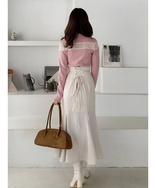 MERCURYDUO(マーキュリーデュオ)の「レースカッティングニット(ニット/セーター・レディース・チャコールグレー/ブラック/ピンク・FREE)」の11枚目の写真