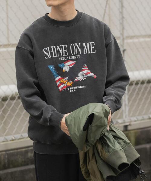 セール】パウダー加工 裏起毛スウェットプルオーバー（スウェット