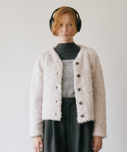 Muel Chic(ミュエルシック)の「Malta knit cardigan マルタニットカーディガン(カーディガン/ボレロ・レディース・オフホワイト/ベージュ/ブラック/ミント・FREE)」の2枚目の写真