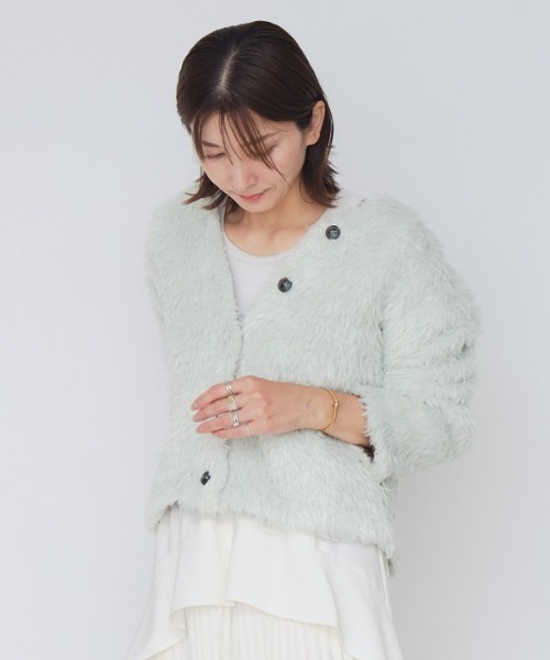 Muel Chic(ミュエルシック)の「Malta knit cardigan マルタニットカーディガン(カーディガン/ボレロ・レディース・オフホワイト/ベージュ/ブラック/ミント・FREE)」の1枚目の写真