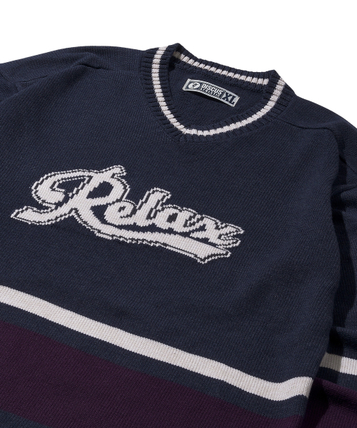 DISCUS ATHLETIC（ディスカス　アスレチック）の「リラックスロゴVネックニットネイビー（ニット/セーター・レディース・その他・LARGE/MEDIUM/X-LARGE）」の4枚目の写真