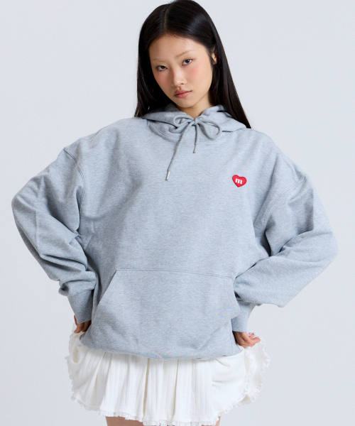 HEART SYMBOL HOODIE MELANGE GREY