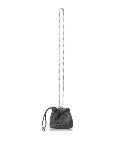 Vivacious(ビバシャス)の「Phoebe Mini Chain Bag - 5COL(メッセンジャーバッグ・レディース・アイボリー/ブラックミックス/グレイッシュブルー/ブラック/ピンク・FREE)」の15枚目の写真