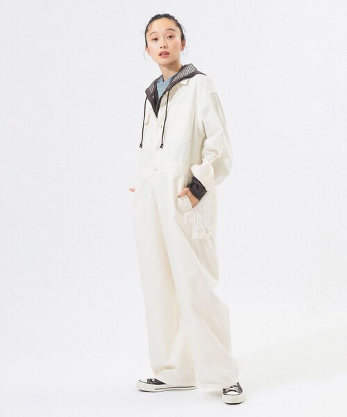 BEAMS BOY(ビームスボーイ)の「ギミック オールインワン(サロペット/オーバーオール・レディース・ホワイト系その他7/ブラック・1/2)」の2枚目の写真