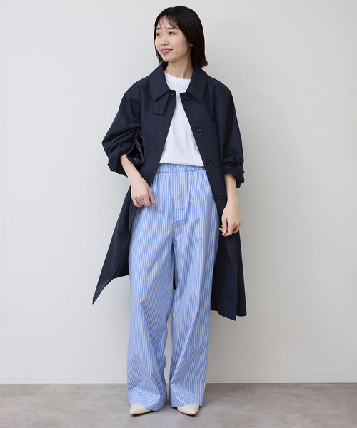 SLOBE IENA（スローブイエナ）の「《ネイビーのみWEB限定》ドルマンスリーブコート（ステンカラーコート・レディース・ベージュ/ネイビー・36/38）」の6枚目の写真