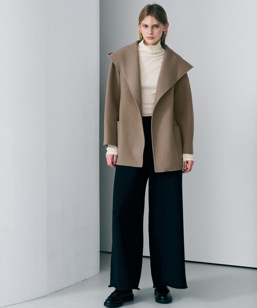 uncrave リバー フーデッド ショート コート グレー M ウール uncrave