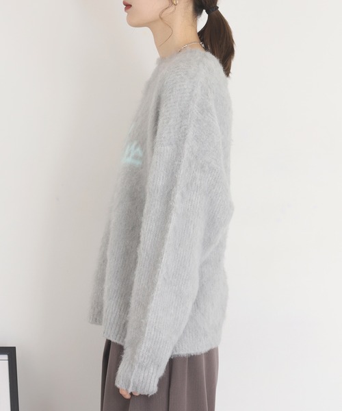 EGLANTINE（エグランティーヌ）の「EGLANTINE シャギーロゴニット（ニット/セーター・レディース・ネイビー/ブラック/グレー・38）」の5枚目の写真