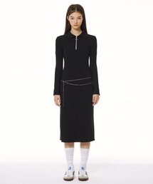 GOCORI（ゴコリ）の「ハーフジップアップ ブラックドレス ブラックロングワンピース（ワンピース）」