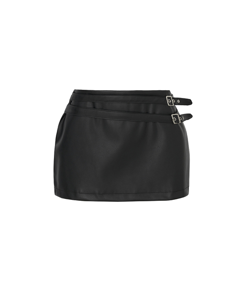 A.R.U(エイアールユー)の「LEATHER LOW SKIRT(スカート・レディース・ブラック/バーガンディー・SMALL/MEDIUM)」の1枚目の写真