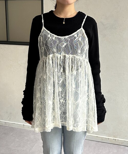Thevon（ゼボン）の「レースキャミチュニック（チュニック・レディース・アイボリー/ホワイト系その他/ブラック・FREE）」の14枚目の写真