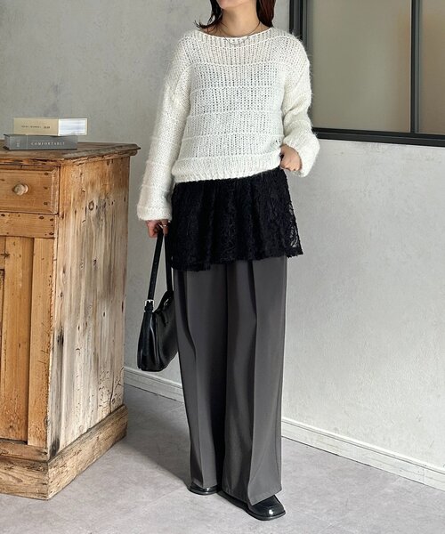 Thevon（ゼボン）の「レースキャミチュニック（チュニック・レディース・アイボリー/ホワイト系その他/ブラック・FREE）」の6枚目の写真