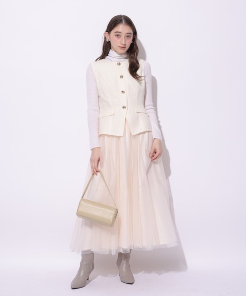 Apuweiser-riche（アプワイザーリッシェ）の「ジレチュールドッキングワンピース（ワンピース・レディース・ライトグレー/オフホワイト・2/1/0）」の2枚目の写真