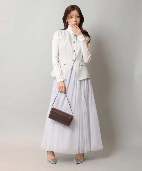 Apuweiser-riche（アプワイザーリッシェ）の「ジレチュールドッキングワンピース（ワンピース・レディース・ライトグレー/オフホワイト・2/1/0）」の4枚目の写真