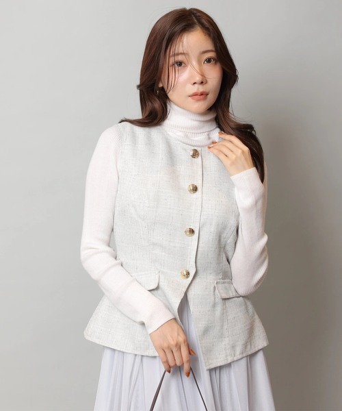 Apuweiser-riche（アプワイザーリッシェ）の「ジレチュールドッキングワンピース（ワンピース・レディース・ライトグレー/オフホワイト・2/1/0）」の14枚目の写真