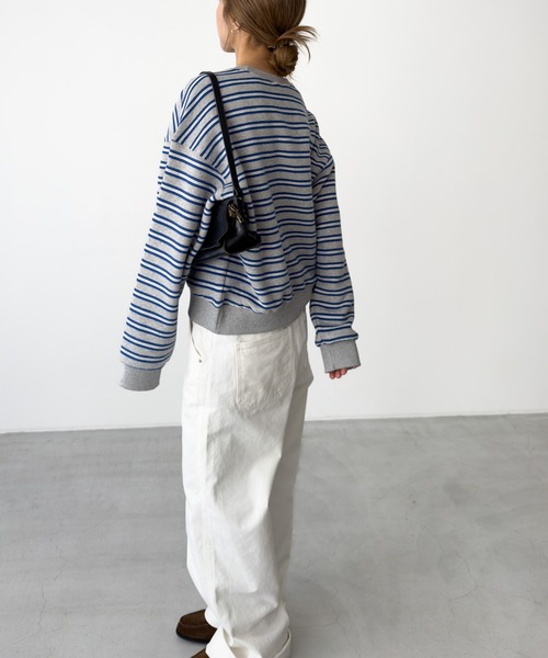 CANAL JEAN（キャナルジーン）の「El mar　ボーダークルーネックトレーナー（スウェット・レディース・ブラウン/グレー・ONE SIZE）」の3枚目の写真