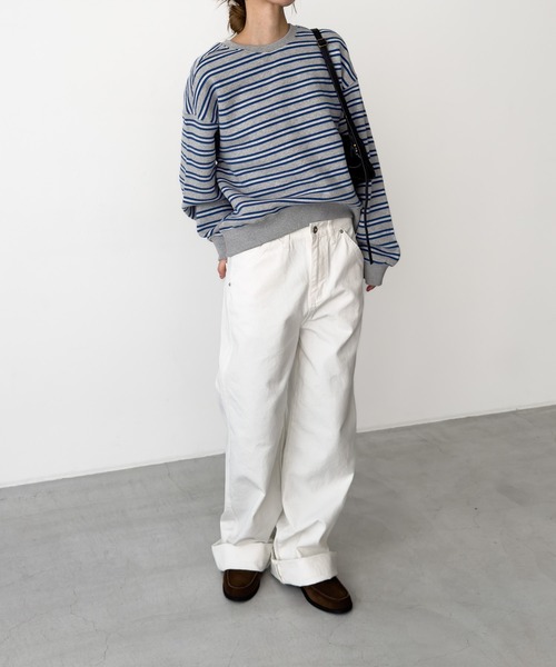 CANAL JEAN（キャナルジーン）の「El mar　ボーダークルーネックトレーナー（スウェット・レディース・ブラウン/グレー・ONE SIZE）」の5枚目の写真