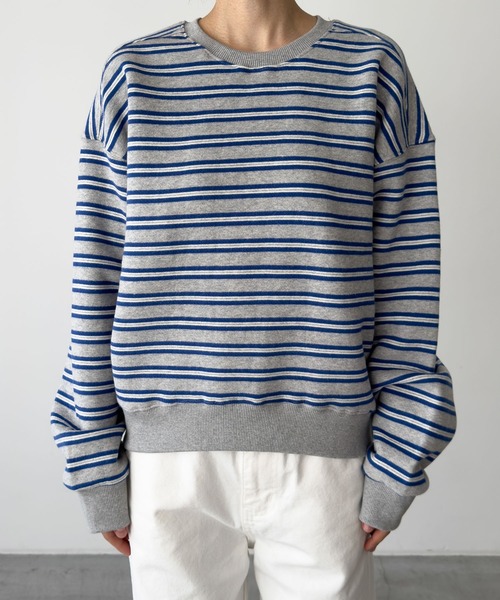 CANAL JEAN（キャナルジーン）の「El mar　ボーダークルーネックトレーナー（スウェット・レディース・ブラウン/グレー・ONE SIZE）」の12枚目の写真