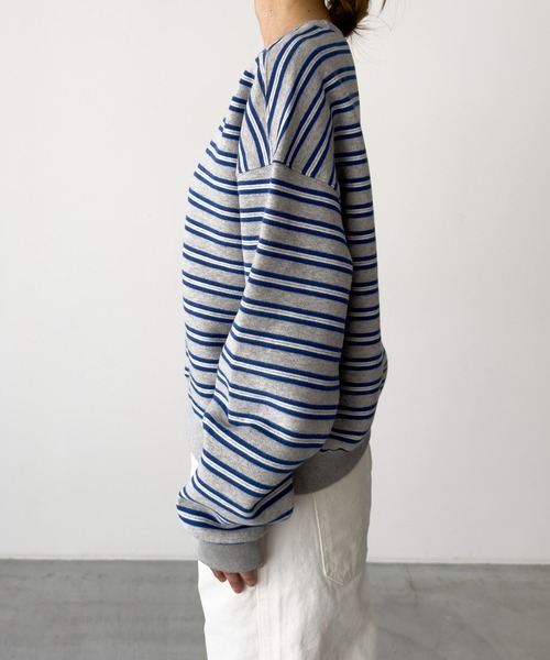 CANAL JEAN（キャナルジーン）の「El mar　ボーダークルーネックトレーナー（スウェット・レディース・ブラウン/グレー・ONE SIZE）」の13枚目の写真