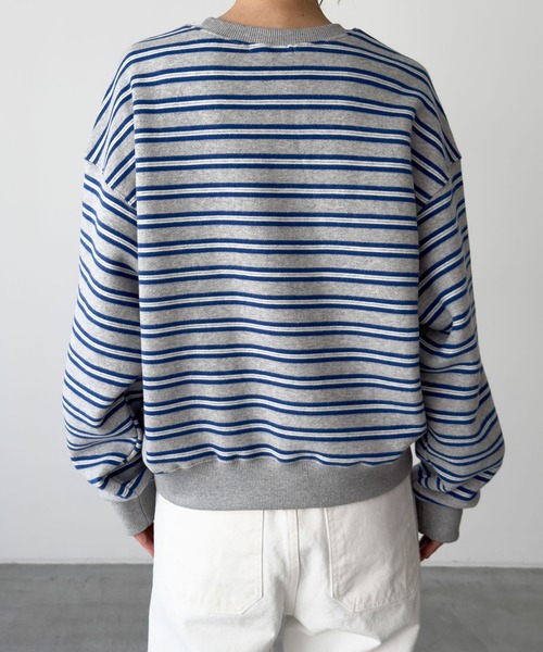 CANAL JEAN（キャナルジーン）の「El mar　ボーダークルーネックトレーナー（スウェット・レディース・ブラウン/グレー・ONE SIZE）」の14枚目の写真