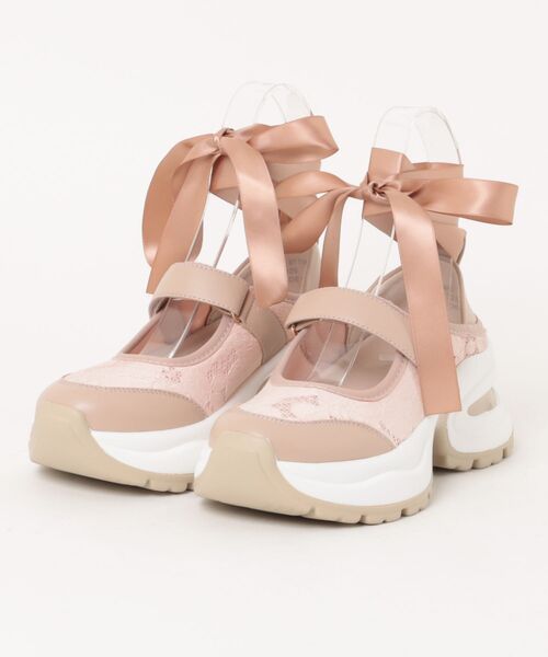 byあしながおじさん（バイアシナガオジサン）の「2WAY厚底バレエスニーカー　8710645（スニーカー・レディース・ピンクベージュ/ブラック/アイボリー・24.5cm/24cm/23.5cm/23cm/22.5cm）」の7枚目の写真