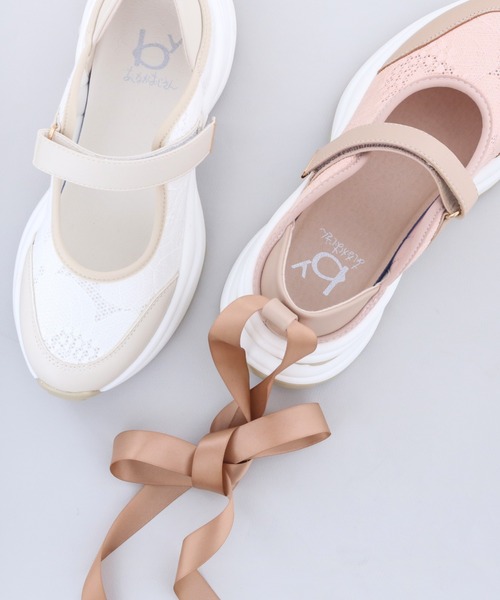 byあしながおじさん（バイアシナガオジサン）の「2WAY厚底バレエスニーカー　8710645（スニーカー・レディース・ピンクベージュ/ブラック/アイボリー・24.5cm/24cm/23.5cm/23cm/22.5cm）」の9枚目の写真