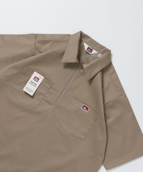 BEN DAVIS/WHITE LABEL(ベンデイビス ホワイトラベル)の「【BEN DAVIS(ベンデイビス)】1/2ZIP S/S SHIRT / ハーフジップ シャツ 半袖 クルーネック ワンポイント ピス ワンポイント 【セットアップ着用可能】(シャツ/ブラウス・メンズ・ネイビー/ベージュ/ダークグリーン/ブルー系その他2/ブラック・X-LARGE/LARGE/MEDIUM)」の2枚目の写真
