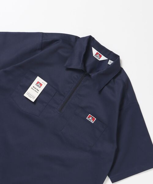 BEN DAVIS/WHITE LABEL(ベンデイビス ホワイトラベル)の「【BEN DAVIS(ベンデイビス)】1/2ZIP S/S SHIRT / ハーフジップ シャツ 半袖 クルーネック ワンポイント ピス ワンポイント 【セットアップ着用可能】(シャツ/ブラウス・メンズ・ネイビー/ベージュ/ダークグリーン/ブルー系その他2/ブラック・X-LARGE/LARGE/MEDIUM)」の4枚目の写真