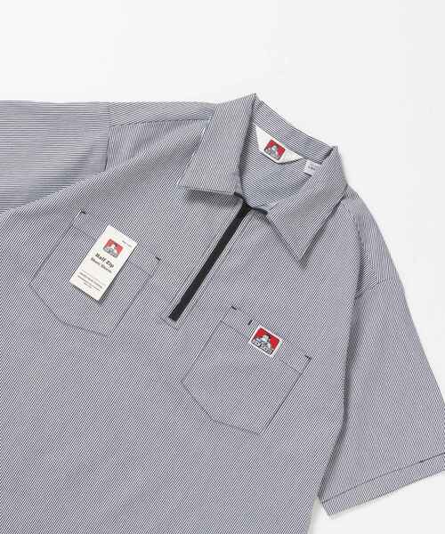 BEN DAVIS/WHITE LABEL(ベンデイビス ホワイトラベル)の「【BEN DAVIS(ベンデイビス)】1/2ZIP S/S SHIRT / ハーフジップ シャツ 半袖 クルーネック ワンポイント ピス ワンポイント 【セットアップ着用可能】(シャツ/ブラウス・メンズ・ネイビー/ベージュ/ダークグリーン/ブルー系その他2/ブラック・X-LARGE/LARGE/MEDIUM)」の5枚目の写真