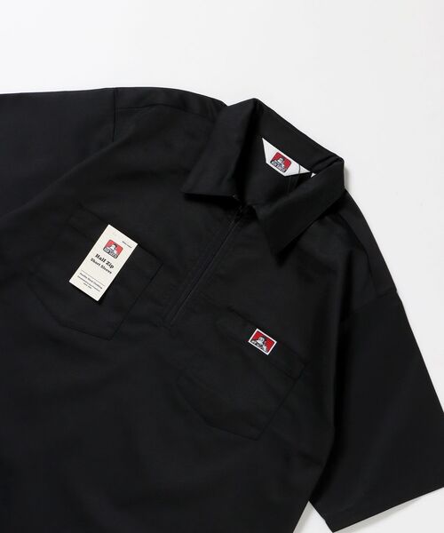 BEN DAVIS/WHITE LABEL(ベンデイビス ホワイトラベル)の「【BEN DAVIS(ベンデイビス)】1/2ZIP S/S SHIRT / ハーフジップ シャツ 半袖 クルーネック ワンポイント ピス ワンポイント 【セットアップ着用可能】(シャツ/ブラウス・メンズ・ネイビー/ベージュ/ダークグリーン/ブルー系その他2/ブラック・X-LARGE/LARGE/MEDIUM)」の1枚目の写真