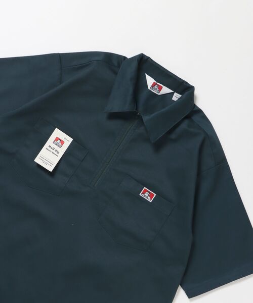 BEN DAVIS/WHITE LABEL(ベンデイビス ホワイトラベル)の「【BEN DAVIS(ベンデイビス)】1/2ZIP S/S SHIRT / ハーフジップ シャツ 半袖 クルーネック ワンポイント ピス ワンポイント 【セットアップ着用可能】(シャツ/ブラウス・メンズ・ネイビー/ベージュ/ダークグリーン/ブルー系その他2/ブラック・X-LARGE/LARGE/MEDIUM)」の3枚目の写真