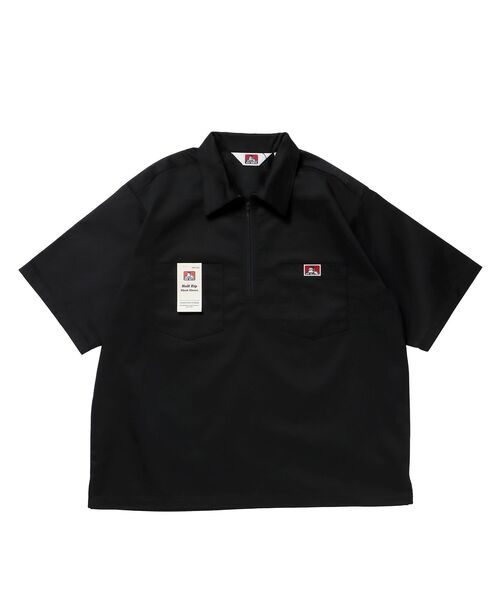 BEN DAVIS/WHITE LABEL(ベンデイビス ホワイトラベル)の「【BEN DAVIS(ベンデイビス)】1/2ZIP S/S SHIRT / ハーフジップ シャツ 半袖 クルーネック ワンポイント ピス ワンポイント 【セットアップ着用可能】(シャツ/ブラウス・メンズ・ネイビー/ベージュ/ダークグリーン/ブルー系その他2/ブラック・X-LARGE/LARGE/MEDIUM)」の6枚目の写真