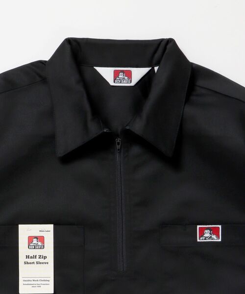 BEN DAVIS/WHITE LABEL(ベンデイビス ホワイトラベル)の「【BEN DAVIS(ベンデイビス)】1/2ZIP S/S SHIRT / ハーフジップ シャツ 半袖 クルーネック ワンポイント ピス ワンポイント 【セットアップ着用可能】(シャツ/ブラウス・メンズ・ネイビー/ベージュ/ダークグリーン/ブルー系その他2/ブラック・X-LARGE/LARGE/MEDIUM)」の8枚目の写真