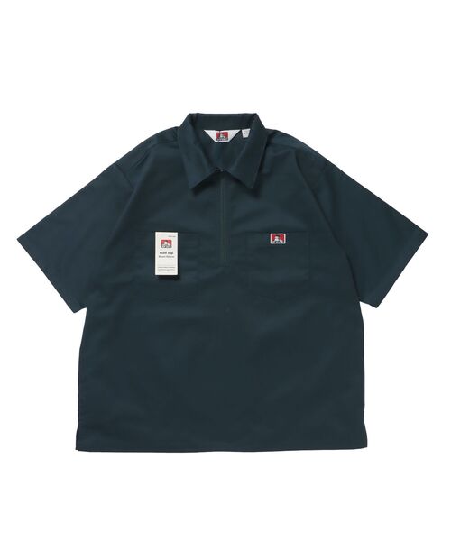 BEN DAVIS/WHITE LABEL(ベンデイビス ホワイトラベル)の「【BEN DAVIS(ベンデイビス)】1/2ZIP S/S SHIRT / ハーフジップ シャツ 半袖 クルーネック ワンポイント ピス ワンポイント 【セットアップ着用可能】(シャツ/ブラウス・メンズ・ネイビー/ベージュ/ダークグリーン/ブルー系その他2/ブラック・X-LARGE/LARGE/MEDIUM)」の11枚目の写真